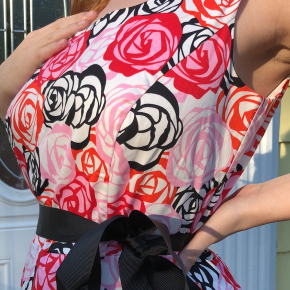 Coldwater Creek midi red/pink/white floral print - Picture 5 of 8